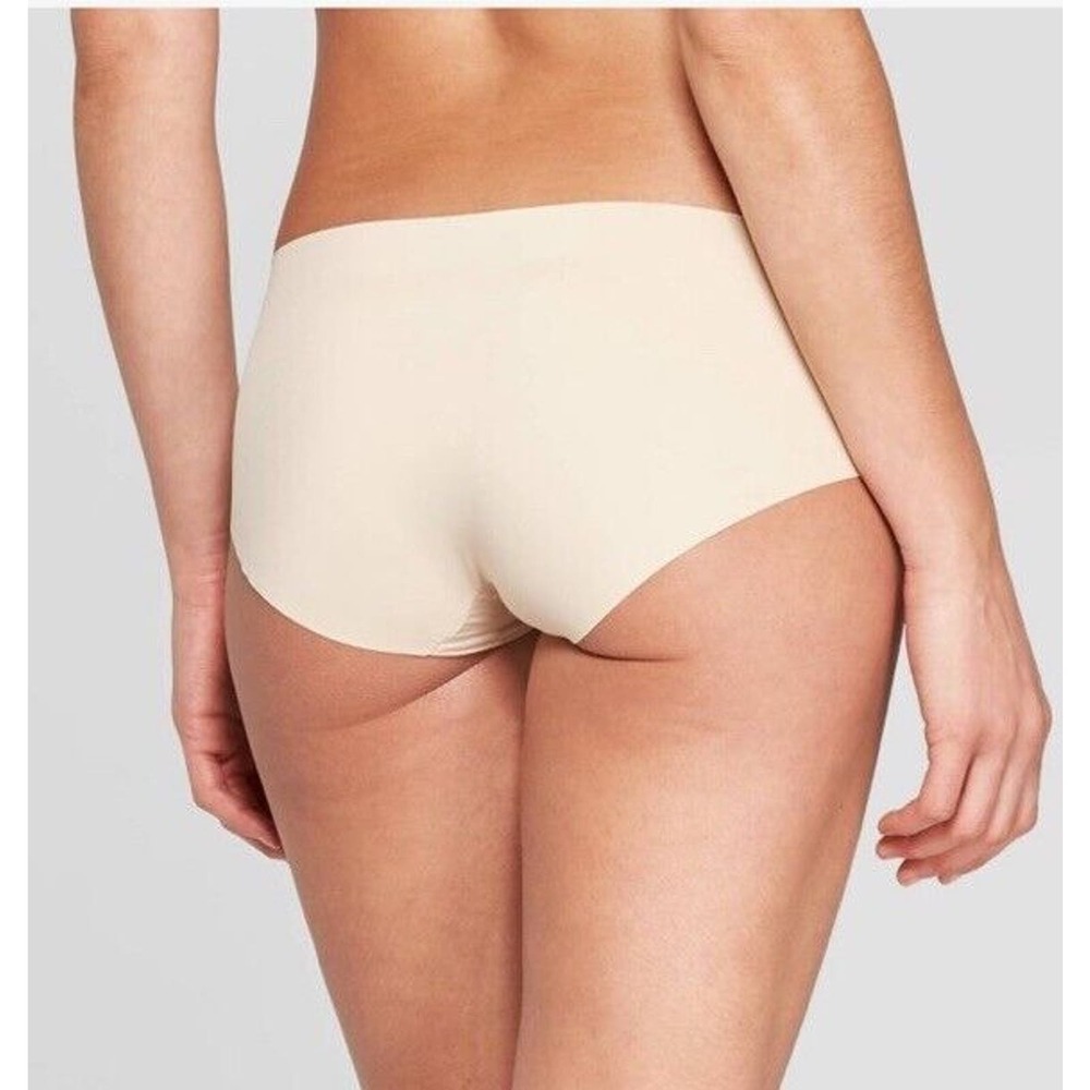 Auden Panties 2 Hipster Invisible Edge Soft Beige 1 Cheeky w Lace Front Medium - Picture 3 of 7
